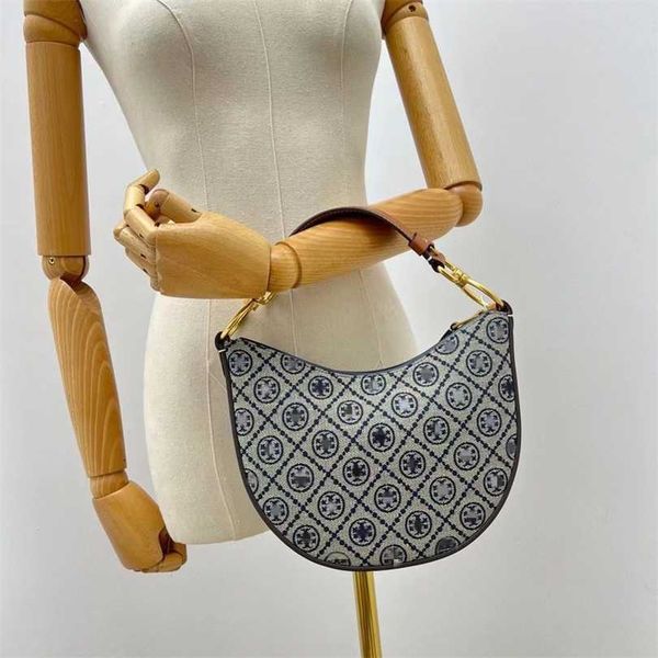 

50% off designer bag 2024 early launch new tb women's underarm old flower canvas splice crescent handbag one shoulder crossbody