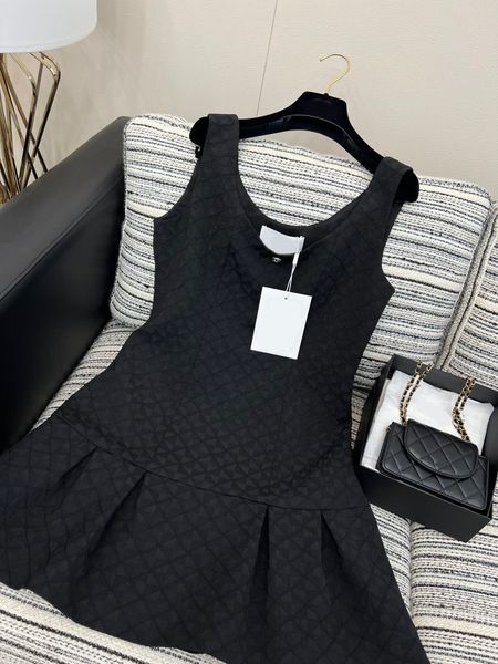 

new spring autumn solid tweed dress women u-neck sleeveless vintage ruffles patchwork folds sweet mini dresses311, Black;gray