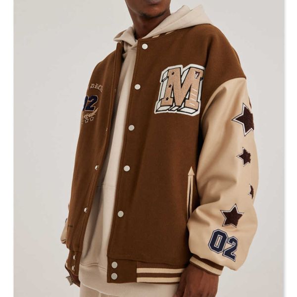 

custom design men baseball uniform heavyweight embroidered jacket, Black;brown