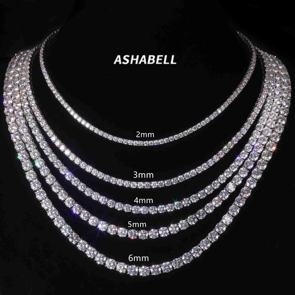 

pass diamond tester cubic zirconia moissanite necklace 925 silver diamond chain ice cut tennis necklace for women or men