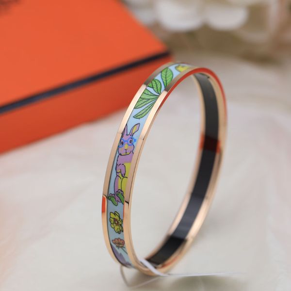 

enamel clic bangle for women charm bracelets rabbit light blue enamel cuff version 4, Golden;silver