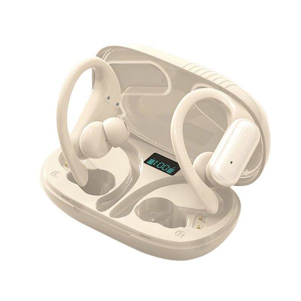 

bluetooth headphones wireless earbuds, digital display sports earbuds with earhook, premium deep bass ipx5 waterproof over-ear earphones ear