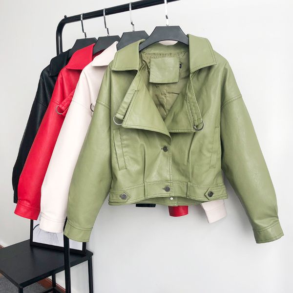 

women's jackets spring women motorcycle biker coats faux leather jacket female cool loose streetwear black bomber ladies punk outwear 2, Black;brown
