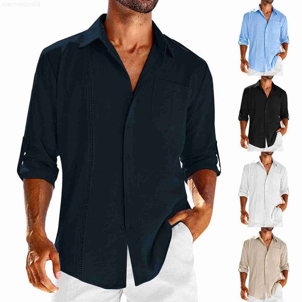

men's casual shirts 2023 fashion new men's clothing cotton linen shirt for men hemp lace casual wrist pocket casual inch men', White;black