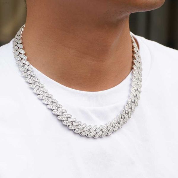 

fine jewelry 14mm moissanite cuban pass tester silver 925 men ice cuban link chain bracelet necklace mens jewellery necklace