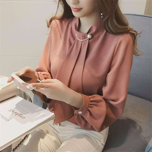 

early autumn style long sleeved ol professional shirt female design sense niche chiffon loose white base