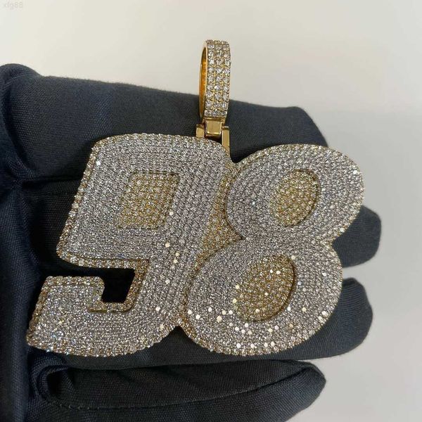 

pass diamond tester vvs charm iced out 925 silver letter name menorah necklace custom hip hop rock moissanite pendant