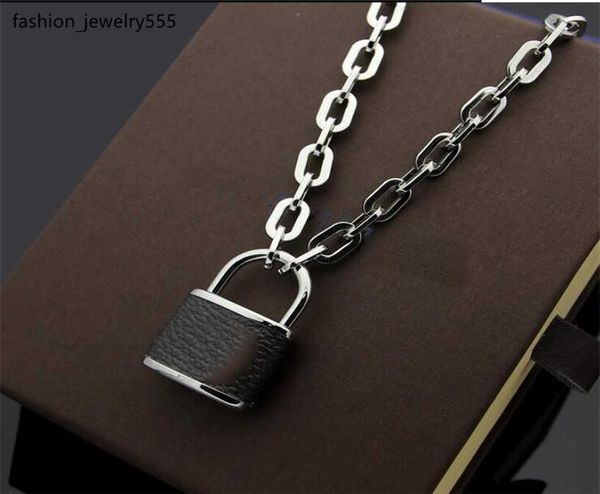 

bracelet necklace europe america fashion jewelry sets men lady women engraved v initials wrap prints flower leather lock thick necklace brac, Silver