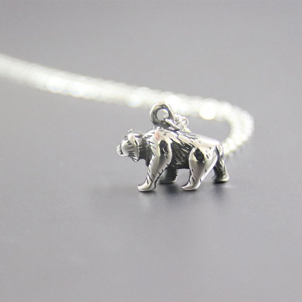 

everfast 5pc/lot new diy vintage 3d polar bear stainless steel custom necklace animal pendant necklaces geeks women men memorial jewelry, Silver