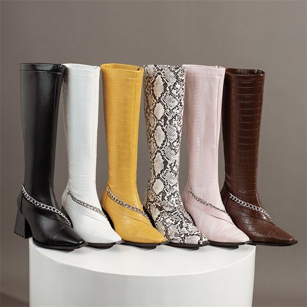 

women' boots knee high colorful boots print chunky high heels pointed toe zipper slouch shoes, Blue;gray