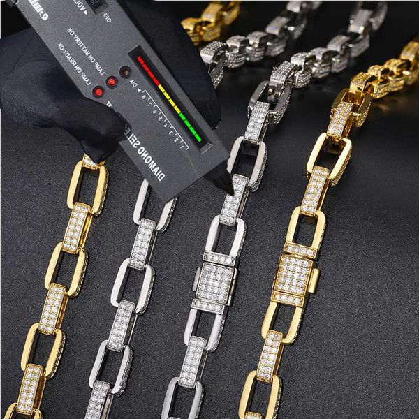 

factory price bling hip hop jewelry 11mm 925 sterling silver vvs moissanite diamond iced out cuban link chain bracelet necklace