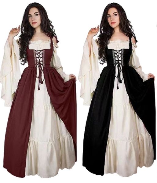 

halloween costumes women dress cosplay costumes medieval dress robe women renaissance dress princess queen costume velvet court maid vintage, Black;red
