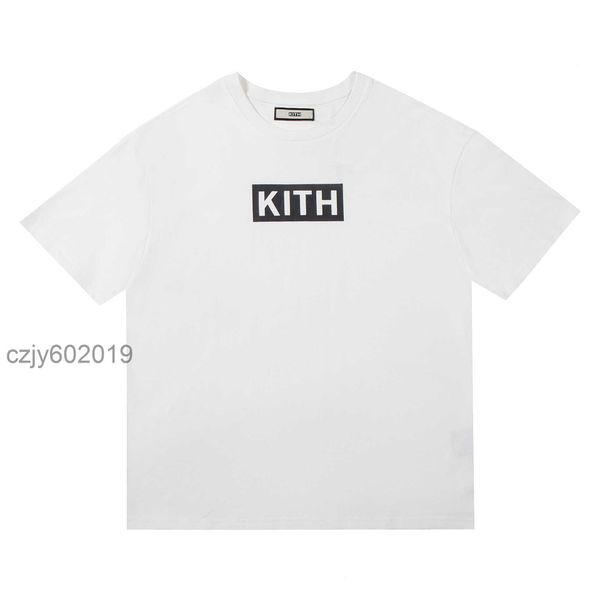 

kith box printed fashion short sleeve 22ss men's round neck pullover tee t-shirt couple underlay t-shirtr8i7, White;black