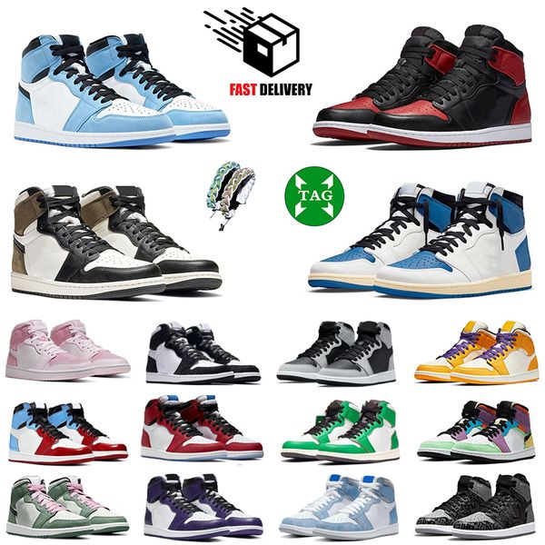 

high cut basketball shoes mens 1 rubber hyper royal dark mocha travis chicago leather obsidian unc white lucky blue green women outdoor spor