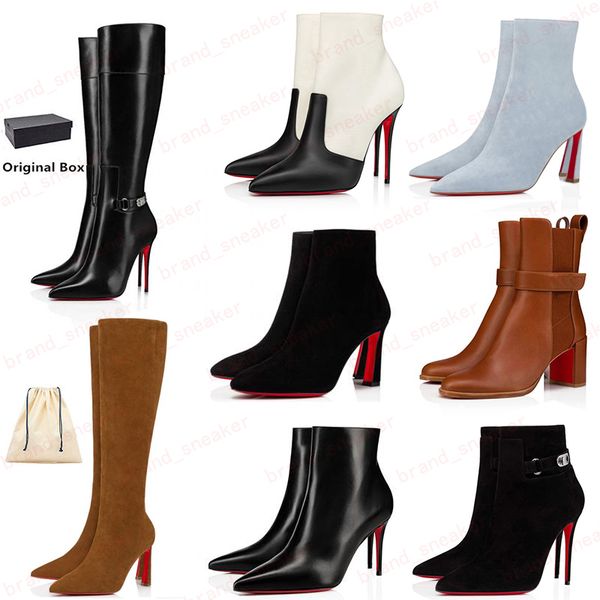 

pointed-toe pumps famous designer christians boots luxury red bottoms shoes high heels new season booty style for women lipbooty ankle high, Black