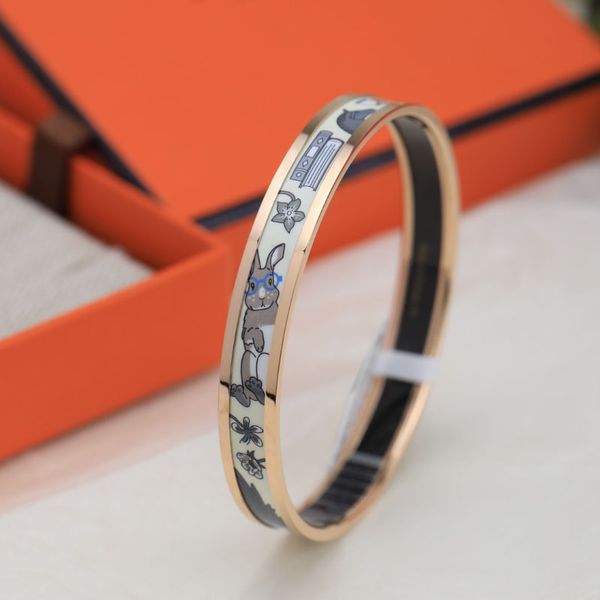 

enamel clic bangle for women charm bracelets rabbit cream enamel cuff version 4, Golden;silver
