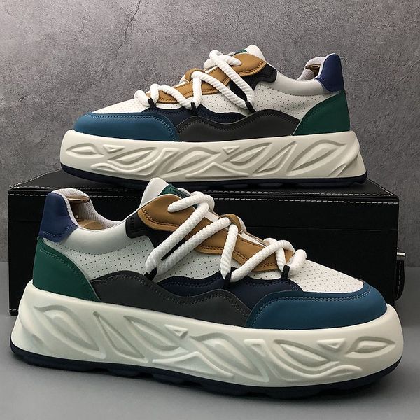 

british style wedding party shoes fashion light non-slip low outdoor sports casual sneakers round toe thick bottom business leisure walking, Black