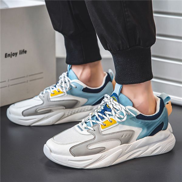 

dress shoes fashion mesh running for men lace up breathable sneakers tenis masculino anti slip sport boys outdoor 230812, Black
