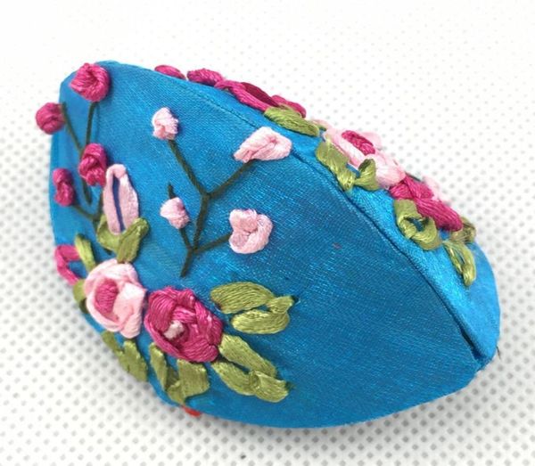 

handmade ribbon embroidery small jewelry gift box ring coin storage case chinese ethnic crafts satin cloth cardboard packaging5910418, Black;white