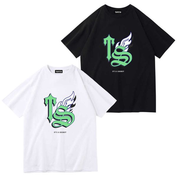 

mens trapstar t shirt short sleeve print outfit chenille tracksuit black cotton london streetweargirh, White;black