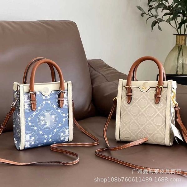 

designer bag 2024 early launch new type tb denim blue almond white jacquard bucket cross body one shoulder canvas lyric women's