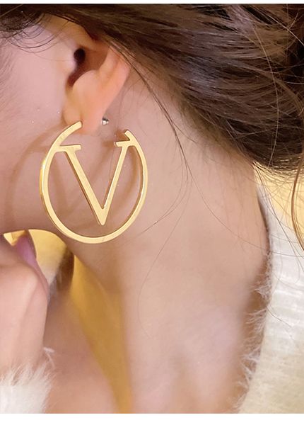 

luxury big gold hoop earrings for lady women girls ear studs set designer jewelry earring valentine's day gift engagement for bride, Golden;silver