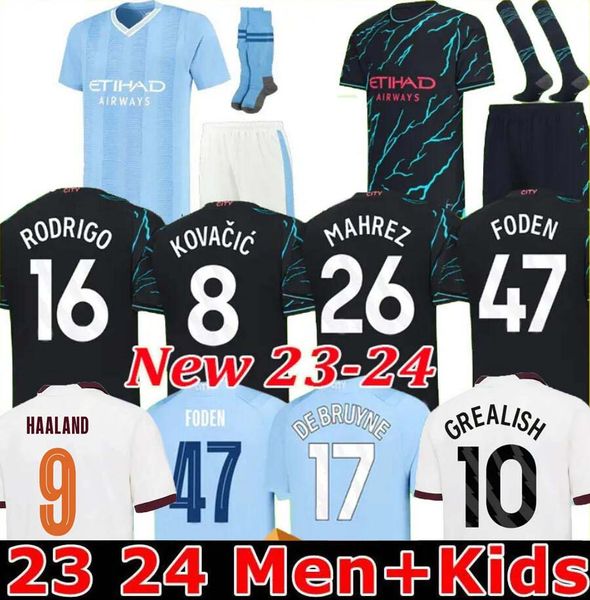 

haaland soccer jersey 23 24 de bruyne mans cities grealish sterling g. jesus ferran mahrez manchesters foden 2023 2024 football shirt unifor, Black;yellow