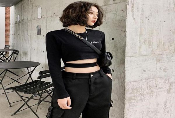 

long sleeves t shirt for women elasticity korean style clothes slim tshirt female skinny women039s spring76692926620433, White