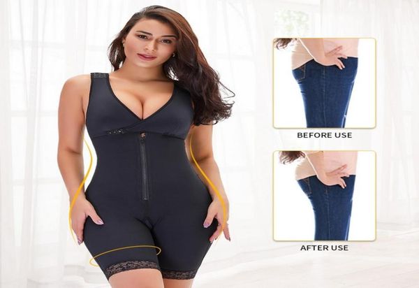 

new women butt lifter underwear full bodyshapers girdle clip zip bodysuit vest plus size high compression tummy control body shape1215175, Black;white