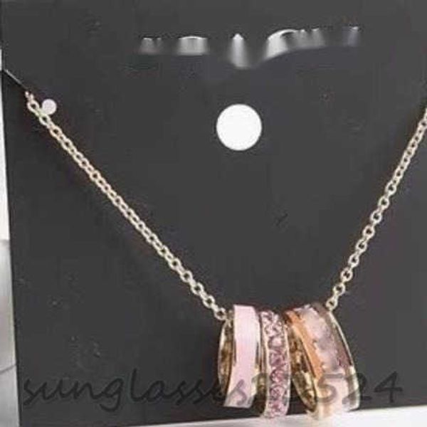 

coa-9 black gold three-ring three-piece necklace c does not fade light luxury striped necklace, Silver