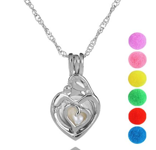 

pearl cage mother and baby locket pendant findings cage essential oil diffuser locket for oyster pearl fiber ball5580299, Silver