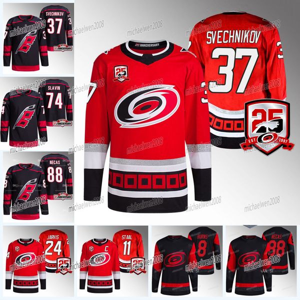 

hurricanes 2023 jersey sebastian aho andrei svechnikov seth jarvis martin necas kotkaniemi staal michael bunting teuvo teravainen brent burn, Black;red