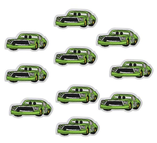 

10 pcs green cars patches badges for clothing iron embroidered patch applique iron on patches sewing accessories for diy clothes2534216, Black