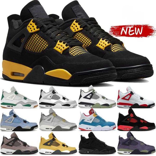 

4s 4 thunder jumpman mens basketball shoes pine green military black seafoam midnight navy cat university ice blue men women sports designer