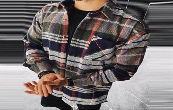 

men039s causal shirts vintage stylish pockets plaid jacket coat fashion lapel collar long sleeve loose outerwear chic 11174385309389, White;black