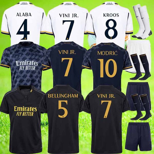 

soccer jerseys bellingham realmadrid vini jr camavinga rudiger 2023 2024 arda guler valverde modric alaba camiseta kroos uniform men kids ki, Black;yellow