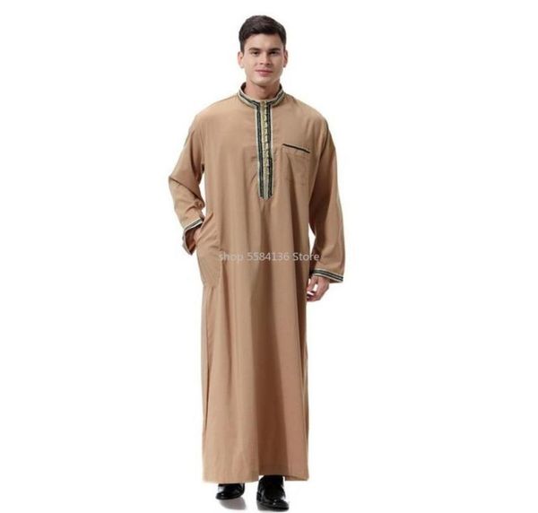 

ethnic clothing men arabic dubai cotton mens formal thobes long sleeve muslim robe islamic arab kaftan prayer wear9067923, Red