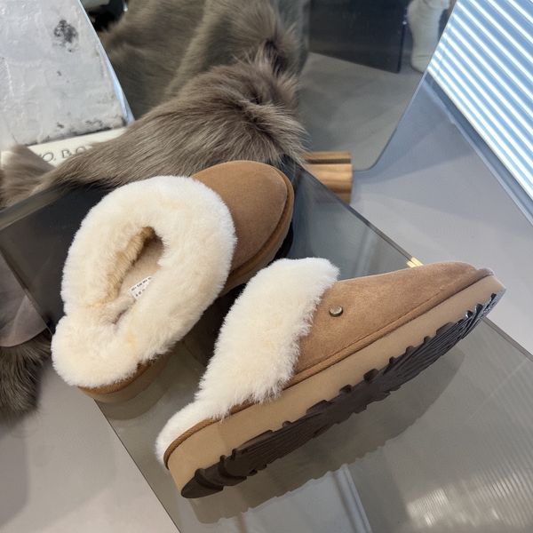 

designer tasman slippers chestnut fur slides sheepskin shearling tazz mules women men mini platform boot slip-on shoes suede upper comfort f, Black