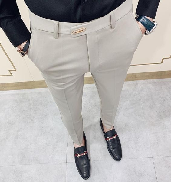 

men039s pants casual slim fit mens dress pants streetwear full length suit pant men 34 gentlemen office trousers a1213576, Black