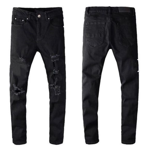 

jeans black mens jeans women broken hole cool style luxury clothing long straight jean size 30-40 new design fashion slim legged jeans 08, Blue