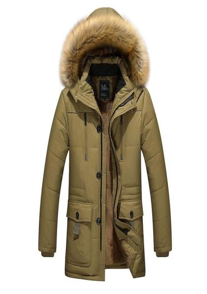 

2020 hooded long parkas men winter warm thickening mens long jacket in wool cottonpadded jacket male fashion parka clothes coat7858055, Black