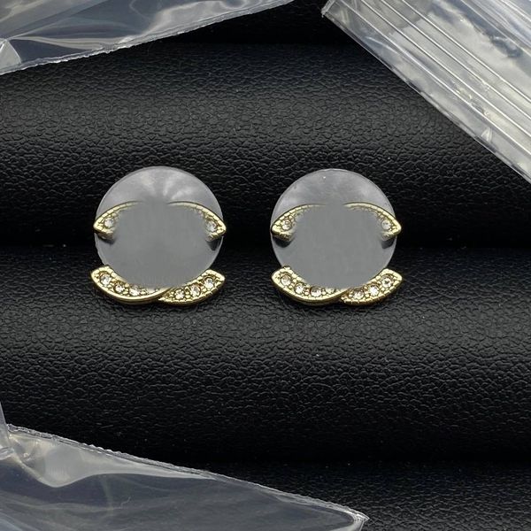 

fashion women gold diamond earrings designer double letter c stud pearl crystal wedding party jewelry wholesale, Silver