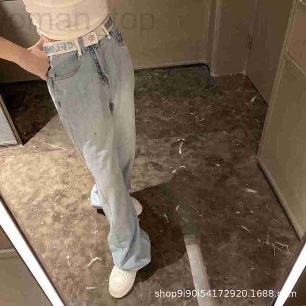 

women's jeans designer ce home 23 summer new high temperature diamond letter waist heavy duty wash water show thin denim pants kv5m, Blue