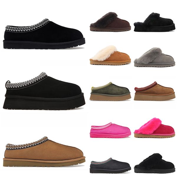 

og original uggly tazz platform tasman slippers women winter booties leather braid comfy australia suede sheepskin short mini bow khaki outd, Black