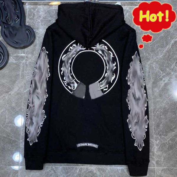 

mens fashion luxury jackets hoodies brand sweatshirts designers zipper hooded sweater men women casual pullover sanskrit horseshoe hoodie c, Black;brown
