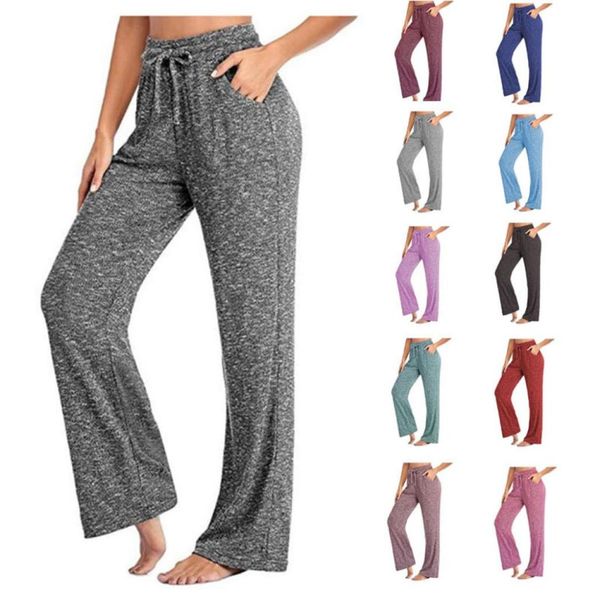 

loose leggings women wide leg yoga pants lace up fitness ps size trousers high waist female patchwork boot cut pants 2104239209246, Black;white