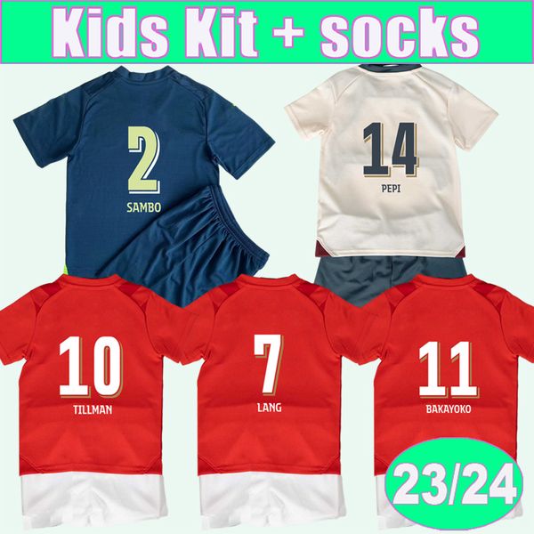 

23 24 lang tillman kids kit soccer jerseys sangare de jong pepi home away 3rd child suit football shirts uniforms, Black