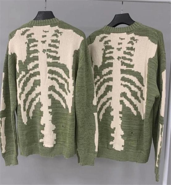 

men039s sweaters 20fw hiphop loose kapital skeleton bone printing sweater men woman crewneck vintage green sweatsh5126228, White;black