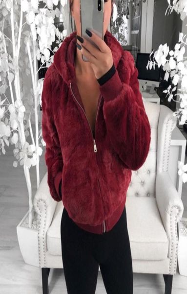 

fashion women faux fur coats winter warm plush hoodies jackets female slim fit overcoat clothes 2019 outwear plus size 3xl6671642, Black