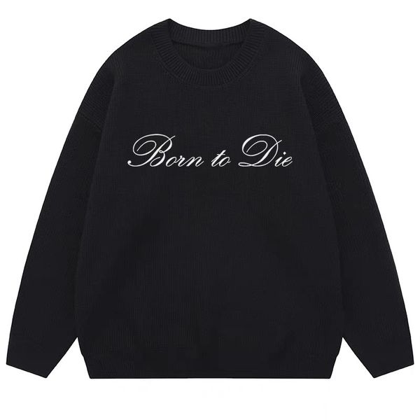 

men's sweaters autumn winter rock punk harajuku letter print oversized y2k knitted sweater hip hop streetwear knit pullover goth knitwe, White;black
